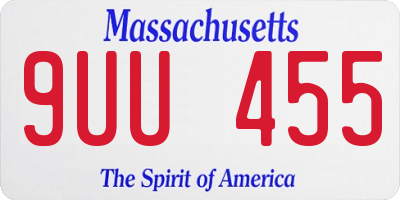 MA license plate 9UU455