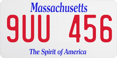 MA license plate 9UU456