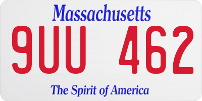 MA license plate 9UU462