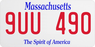MA license plate 9UU490