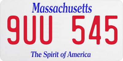 MA license plate 9UU545