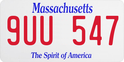 MA license plate 9UU547