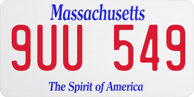 MA license plate 9UU549