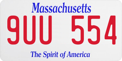 MA license plate 9UU554