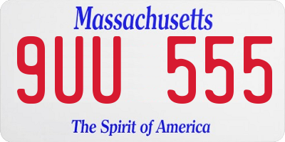 MA license plate 9UU555