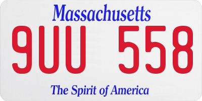 MA license plate 9UU558