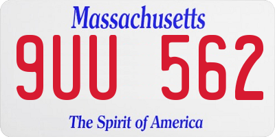 MA license plate 9UU562
