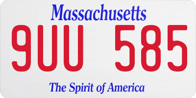 MA license plate 9UU585