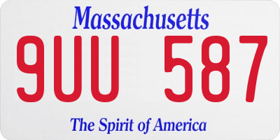 MA license plate 9UU587