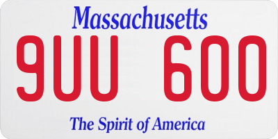 MA license plate 9UU600