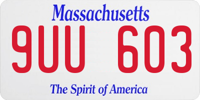 MA license plate 9UU603