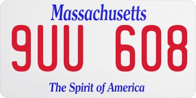 MA license plate 9UU608