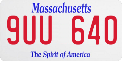 MA license plate 9UU640