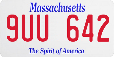 MA license plate 9UU642