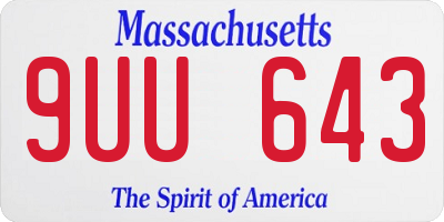 MA license plate 9UU643