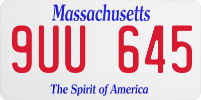 MA license plate 9UU645