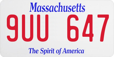 MA license plate 9UU647