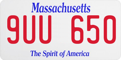 MA license plate 9UU650