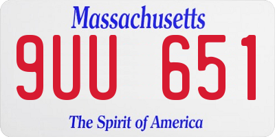 MA license plate 9UU651