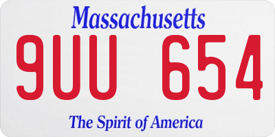 MA license plate 9UU654