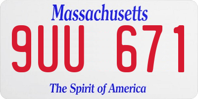 MA license plate 9UU671