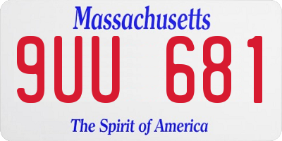 MA license plate 9UU681