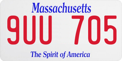 MA license plate 9UU705
