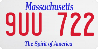 MA license plate 9UU722