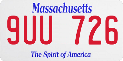 MA license plate 9UU726