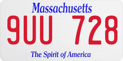 MA license plate 9UU728
