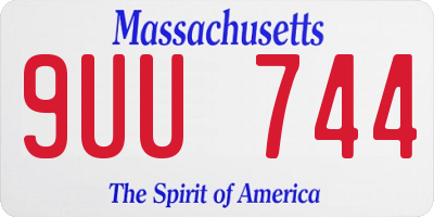 MA license plate 9UU744