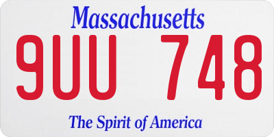 MA license plate 9UU748