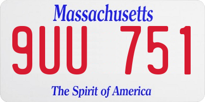MA license plate 9UU751