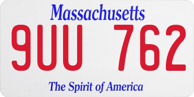 MA license plate 9UU762