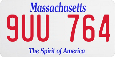 MA license plate 9UU764