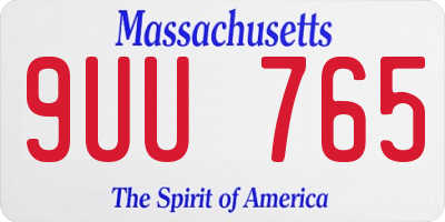 MA license plate 9UU765