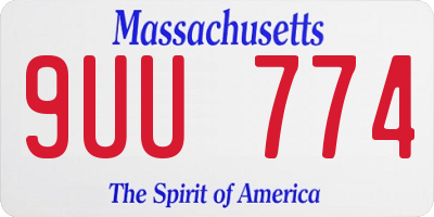MA license plate 9UU774