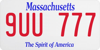 MA license plate 9UU777