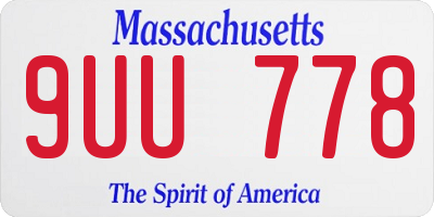 MA license plate 9UU778