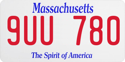 MA license plate 9UU780