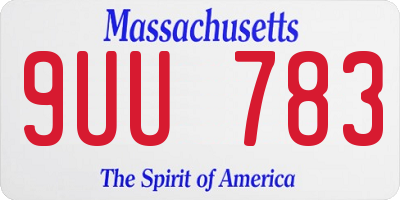 MA license plate 9UU783