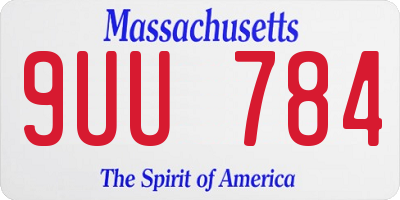 MA license plate 9UU784