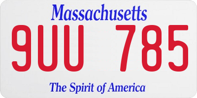 MA license plate 9UU785