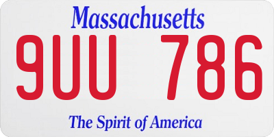 MA license plate 9UU786