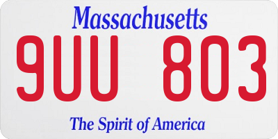 MA license plate 9UU803