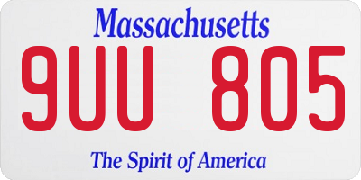 MA license plate 9UU805
