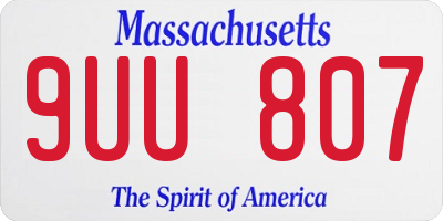 MA license plate 9UU807