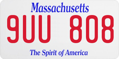 MA license plate 9UU808