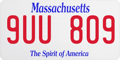 MA license plate 9UU809