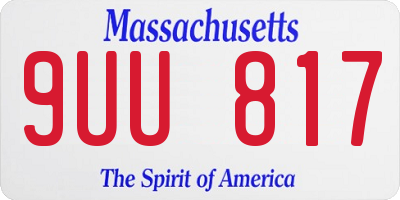 MA license plate 9UU817